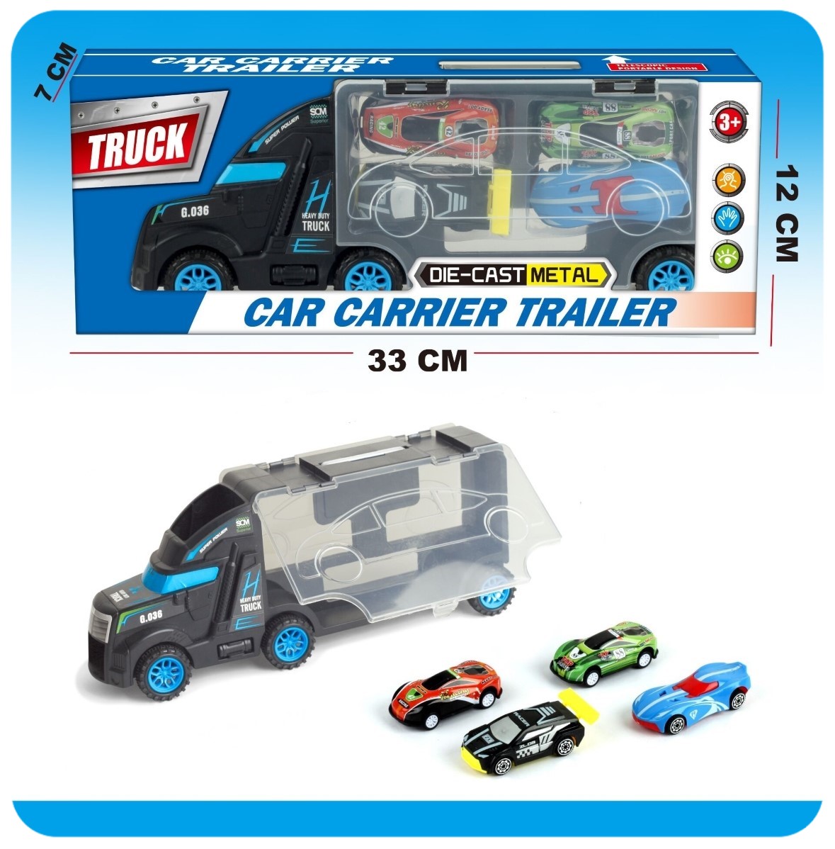 Kamion Auto-Nosač sa Metalnim Autićima – Die-Cast Car Carrier Trailer - Image 3